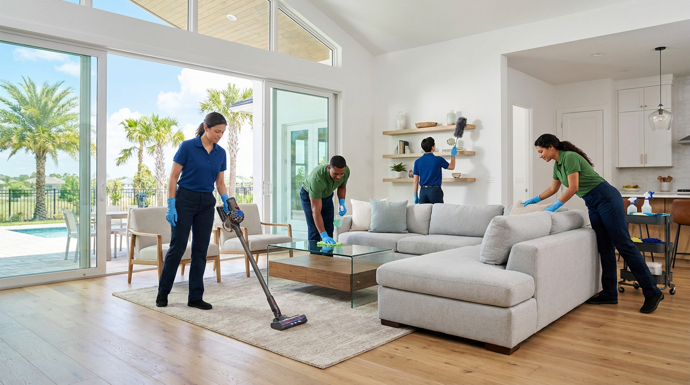 Professional cleaning service in a modern home in Central Florida